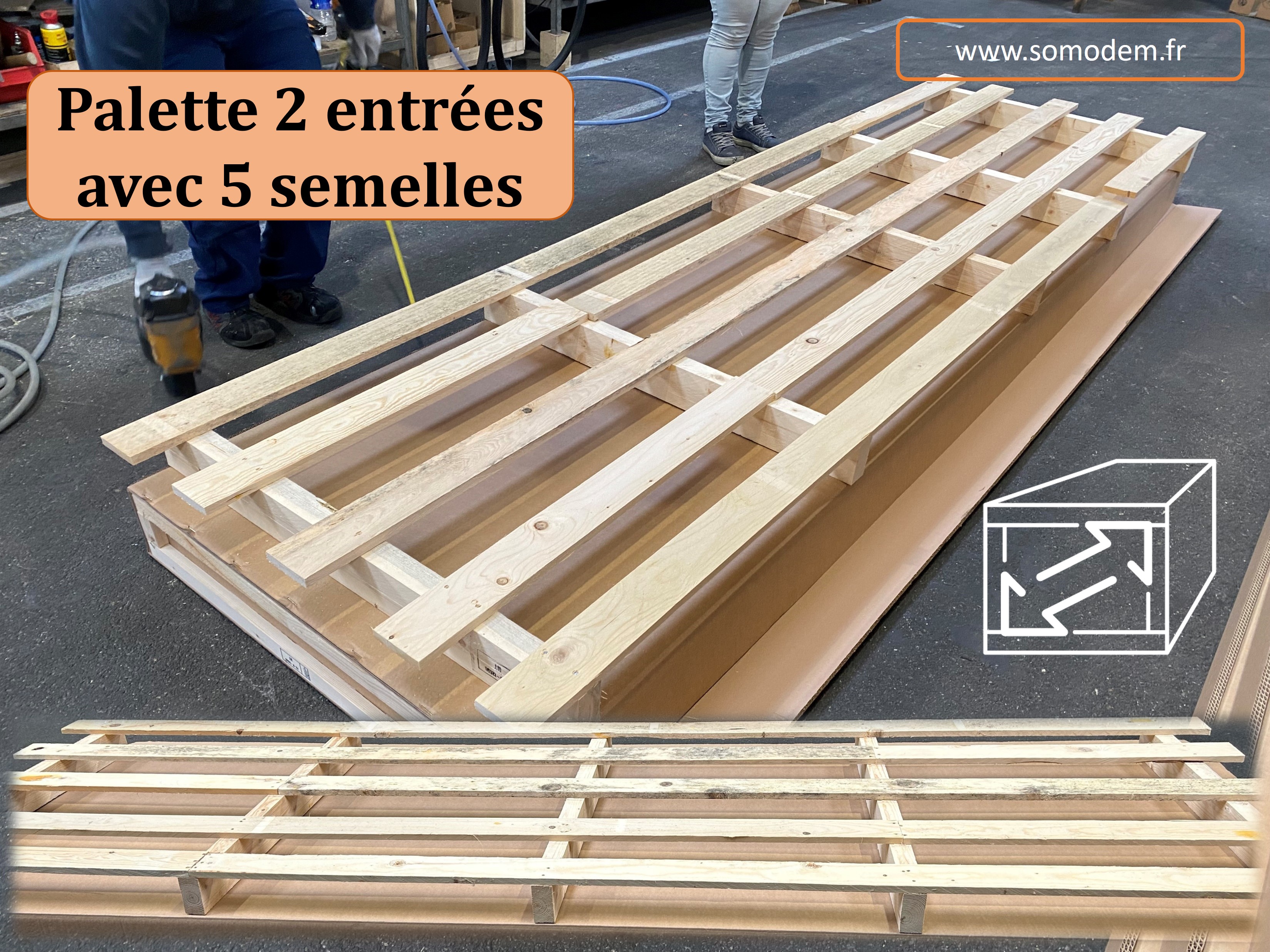 Palette en bois à deux entrées